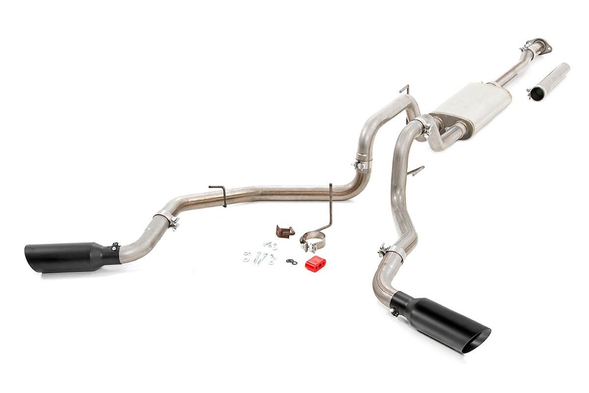 Ford F-150 Performance Exhaust - Rough Country - Dual Cat-Back - Black - '15-'20